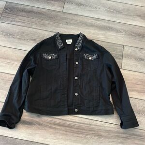 Distinct Country Black Jacket with Chic Accents Size XL